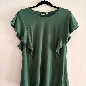 Ricki’s Green Ruffle Sleeve Tee XL Lyocell Soft Stretch Casual Top